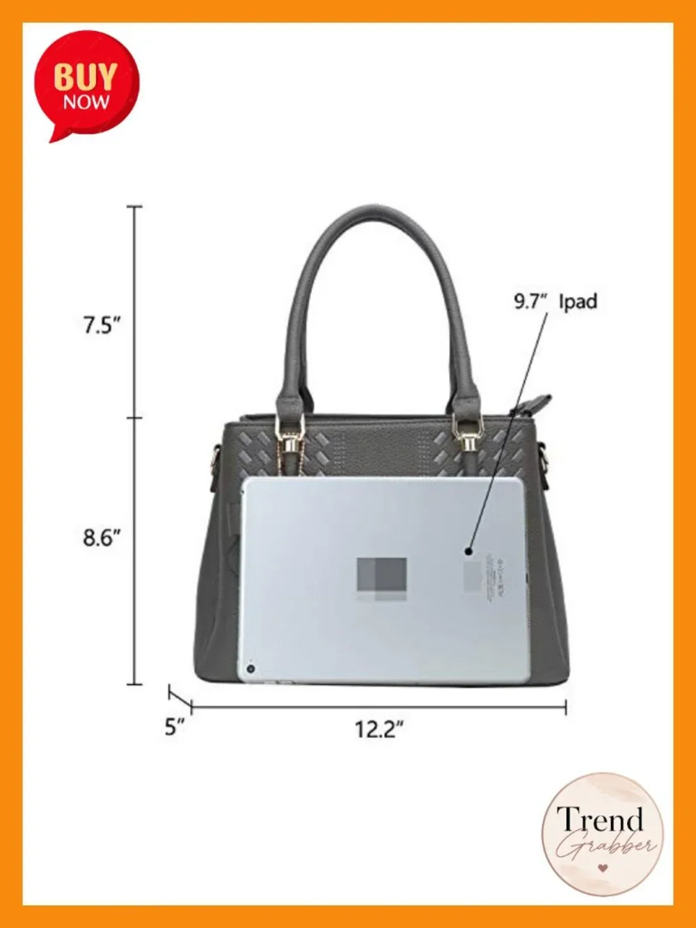 Faux Leather Satchel Handbag 3 Compartments Zipper Crossbody Shoulder Bag